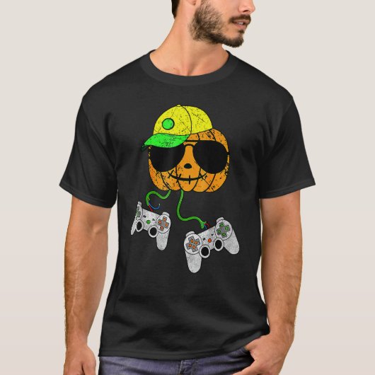 Halloween Video Game Controller pomkin Gamer Cos T-shirt (Voorkant)