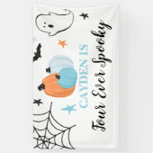 Halloween Vier Ever Spooky Pompoenen 4e Verjaardag Spandoek (Verticaal)
