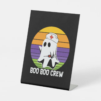 Halloween Vintage Boo Crew Reclamebord Met Voetstuk
