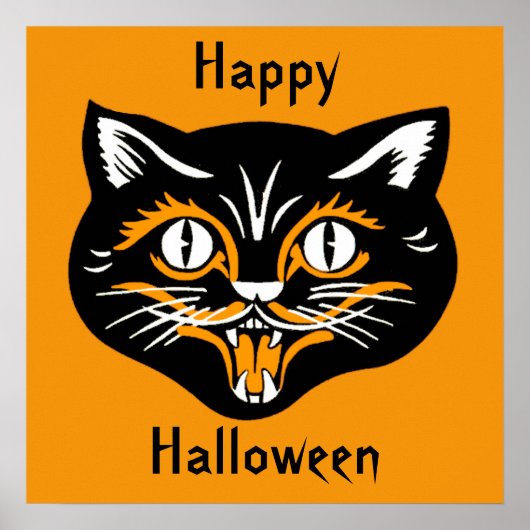 Halloween Vintage Cat Face Poster (Voorkant)