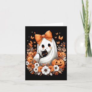 Halloween Vintage Geest Met Zwarte Kat Pompoen Kaart