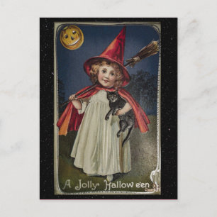 Halloween Vintage Grappige Kat Illustratie Briefkaart