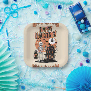 Halloween vintage - Happy Haunting Papieren Bordje
