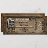 Halloween Vintage Haunted House Ticket Invitation (Devant / Derrière)
