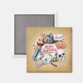 Halloween Vintage heureux personnalisé | Magnet (Recto/Verso)