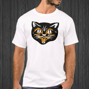 Halloween Vintage Kattengezicht T-shirt