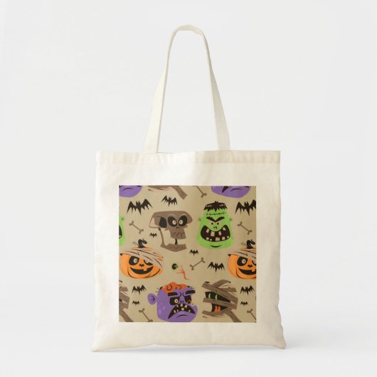 Halloween vintage patroon tote tas (Voorkant)