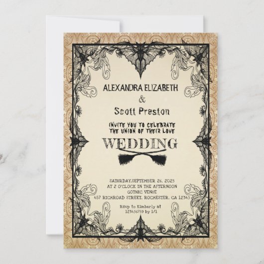 Halloween vintage wedding Invitation Kaart (Voorkant)