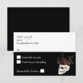 Halloween Violet Floral & Crâne sans RSVP de repas (Devant / Derrière)