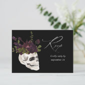Halloween violet floral et crâne w Repas RSVP noir (Debout devant)