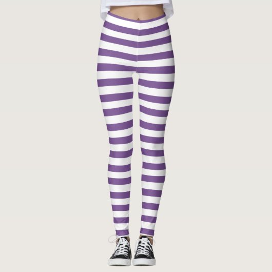 Halloween violet, Leggings en bandes blanches (Devant)