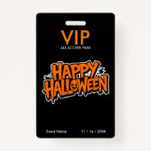 Halloween VIP-pas – All Access-feestpas Badge (Achterkant)