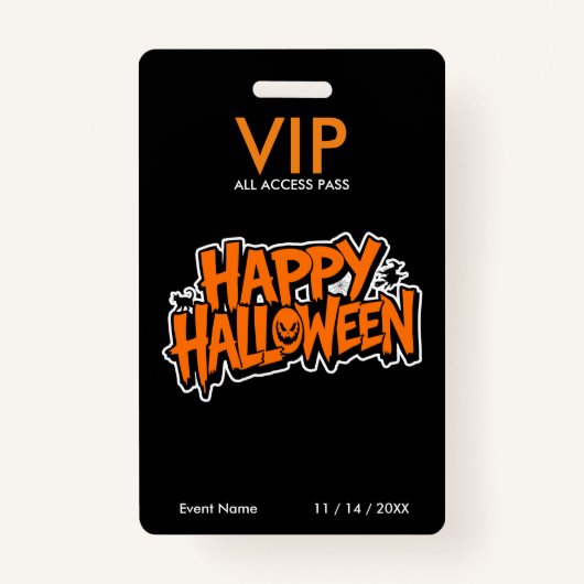 Halloween VIP Pass – All Access Party Pass Badge (Achterkant)
