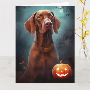 Halloween Vizsla met pompoenen eng Kaart