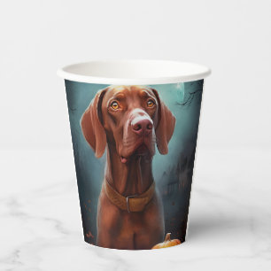 Halloween Vizsla met Pompoenen Eng Papieren Bekers