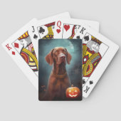Halloween Vizsla met pompoenen Pokerkaarten (Achterkant)