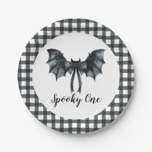 Halloween Vleermuis Boog Spoky Eén 1e Verjaardag Papieren Bordje