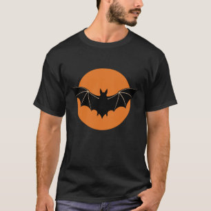 Halloween Vleermuis met Oranje Volle Maan Schoon V T-shirt