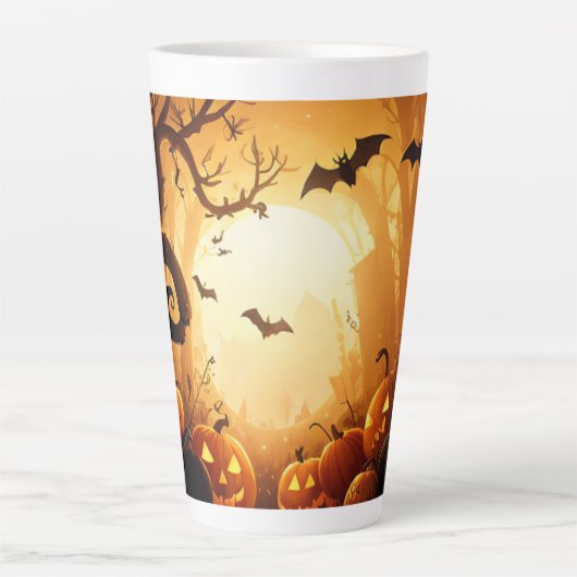 Halloween/vleermuis/pompoen/Herfst Latte Mok (Voorkant)