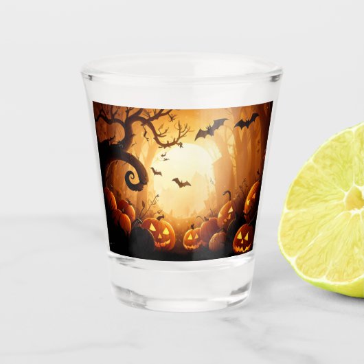Halloween/vleermuis/pompoen/Herfst Shot Glas (Voorkant)