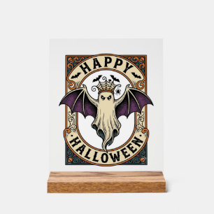 Halloween Vleermuis Spook Vintage Gravure Shirt_1 Acryl Bord