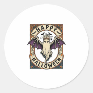 Halloween Vleermuis Spook Vintage Gravure Shirt_1 Ronde Sticker