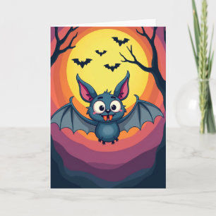 Halloween Vleermuizen Maanverlichte Glimlach Kaart
