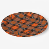 Halloween vleermuizen op plaid papieren bordje (Gekanteld)