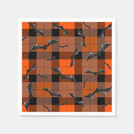 Halloween vleermuizen op plaid servet (Voorkant)