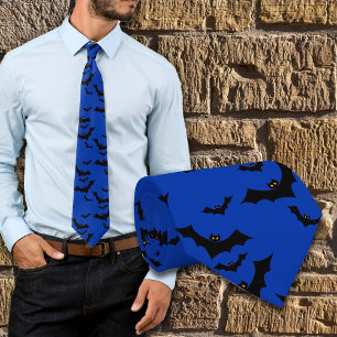 Halloween Vliegende Vleermuizen Nacht Blauwe Novel Stropdas