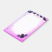 Halloween vliegende vleermuizen op paarse & witte  post-it® notes (Schuin)