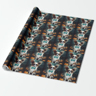 Halloween Vlinderhond Met Pompoenen Griezelen Cadeaupapier