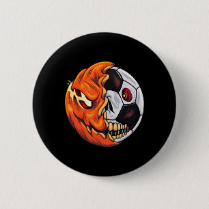 Halloween Voetbal Byll Pompoen Schedel Voetballer Ronde Button 5,7 Cm