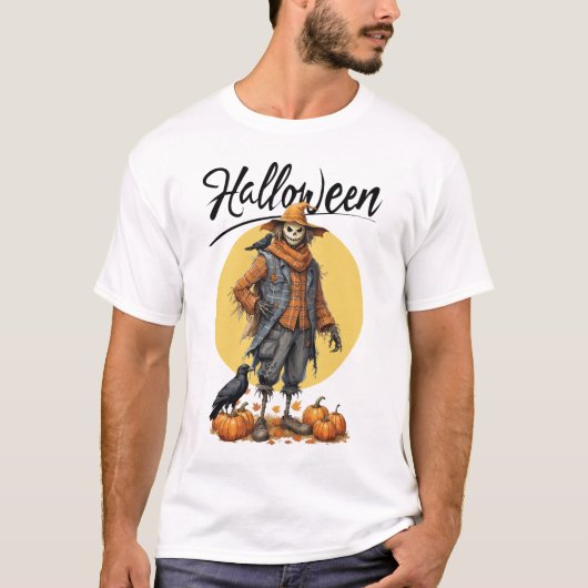 Halloween vogelverschrikker Mannen wit T-shirt (Voorkant)