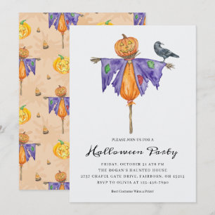 Halloween vogelverschrikker met Pumpkin Party Kaart