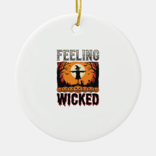 Halloween vogelverschrikker voelt zich ondeugend v keramisch ornament