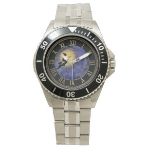 Halloween Volle Maan en Heks Horloge