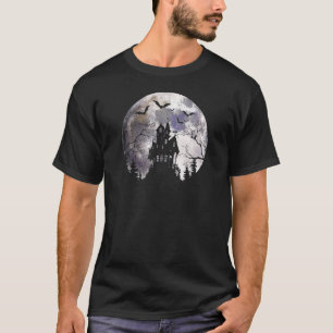 Halloween Volle Maan Illustratie Een Huis Van Horr T-shirt