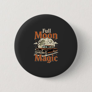 Halloween Volle Maan Magie Vintage Auto Ronde Button 5,7 Cm