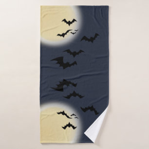 Halloween Volle Maan Met Vleermuizen Bad Handdoek