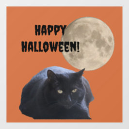Halloween Volle Maan Zwarte Kat Raamsticker