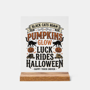 Halloween vrachtwagenchauffeur shirt met zwarte ka acryl bord