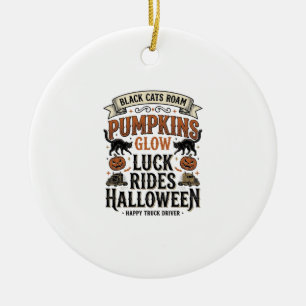 Halloween vrachtwagenchauffeur shirt met zwarte ka keramisch ornament