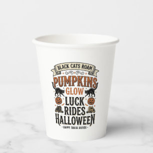 Halloween vrachtwagenchauffeur shirt met zwarte ka papieren bekers