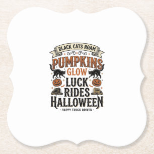 Halloween vrachtwagenchauffeursshirt met zwarte ka kartonnen onderzetters