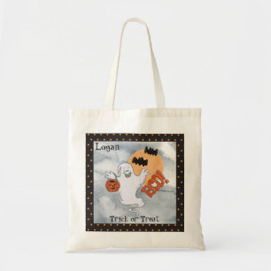 Halloween vriendelijke geest en vleermuizen trick tote bag