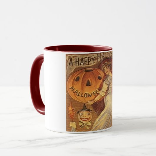 Halloween  Vrouw en Jack o Lantern Coffee Mok (Voorkant links)