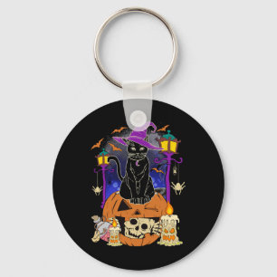 Halloween Vrouwen Mannen Kinder Halloween Black Ca Sleutelhanger