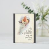 -halloween-vrouwtje-bats-broomstick-kaart briefkaart (Staand voorkant)