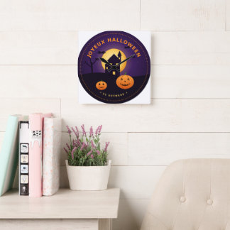 Halloween Wandklok Spokenhuis Pompoenen Vierkante Klok